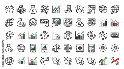 Tableau sur toile Business Finance Icons and Symbols.