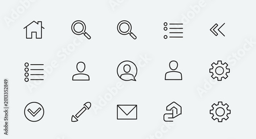 Bild auf Leinwand Black and white line icons set.
