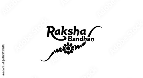 Raksha Bandhan text with rakhi graphic, Indian festival celebration