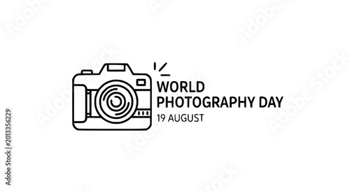 World Photography Day August 19 Icon Camera and Text