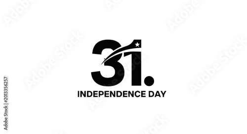 31st Independence Day Celebration Graphic Element with Star and Swoosh