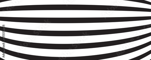 Canvas Print Black on white abstract perspective line wave stripes with 3d dimensional effect isolated on white