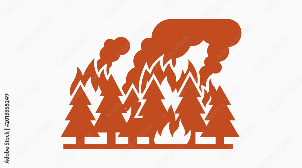 Fototapeta premium Wildfire Burning Trees in Pine Forest
