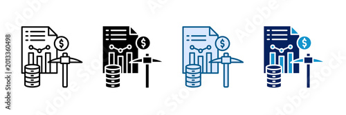 Foto Data Mining Icon Set Multiple Style Collection