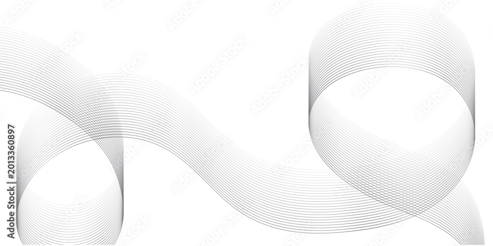 Fototapeta premium Technology Abstract Grey Wave Lines on White Background Vector Illustration