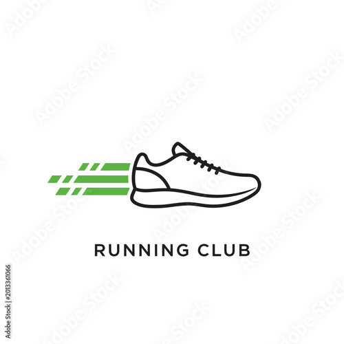 Sleek running shoe illustration for a fast moving running club