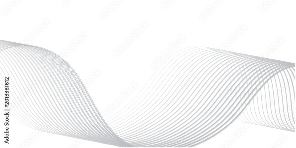 Fototapeta premium Technology Abstract Grey Wave Lines on White Background Vector Illustration