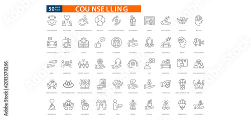counselling outline icon set