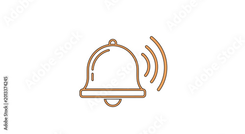 Canvastavla Simple line drawing of a ringing bell with sound waves on a white background