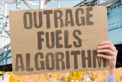 Obraz na plátne "Outrage Fuels Algorithm" Platforms financially reward content that provokes viewer anger