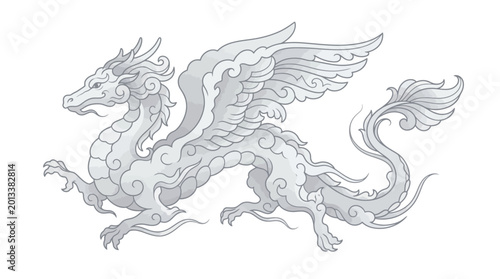 Cuadro en lienzo Dragon mythical creature with wings.