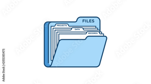 Blue File Folder Icon.