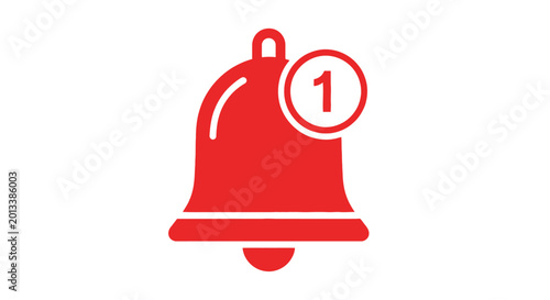Canvastavla Red bell icon with notification.