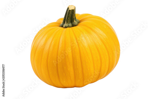 Single bright orange pumpkin with green stem isolated on black background squash gourd, Isolated On Transparent Background, Png Cut Out