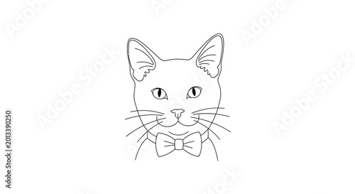 Tableau sur toile Cat face with bow tie.