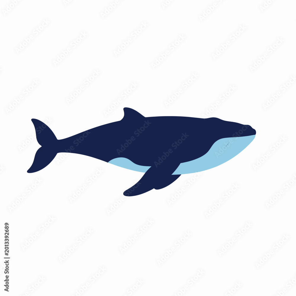 Fototapeta premium Silhouette of a Stylized Ocean Sunfish Swimming in Deep Blue Water Illustration