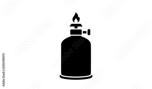 Fotografie Black and white camping gas container icon vector with portable outdoor fuel can