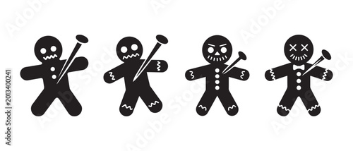 Bilde på lerret Black gingerbread man icons