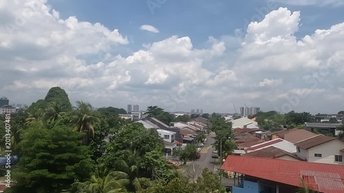 Train window of suburban Kuala Lumpur, Malaysia 