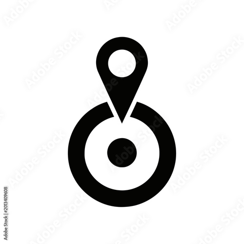 Location pin icon centered within a circular frame indicates a specific point of interest or a geographic destination on a digital map interface.
