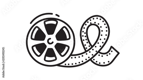 Foto Radiation biohazard sign with film reel and protective loop icon for nuclear saf