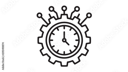 Fotografía Gear clock icon with bold outlines and central stopwatch face for productivity,