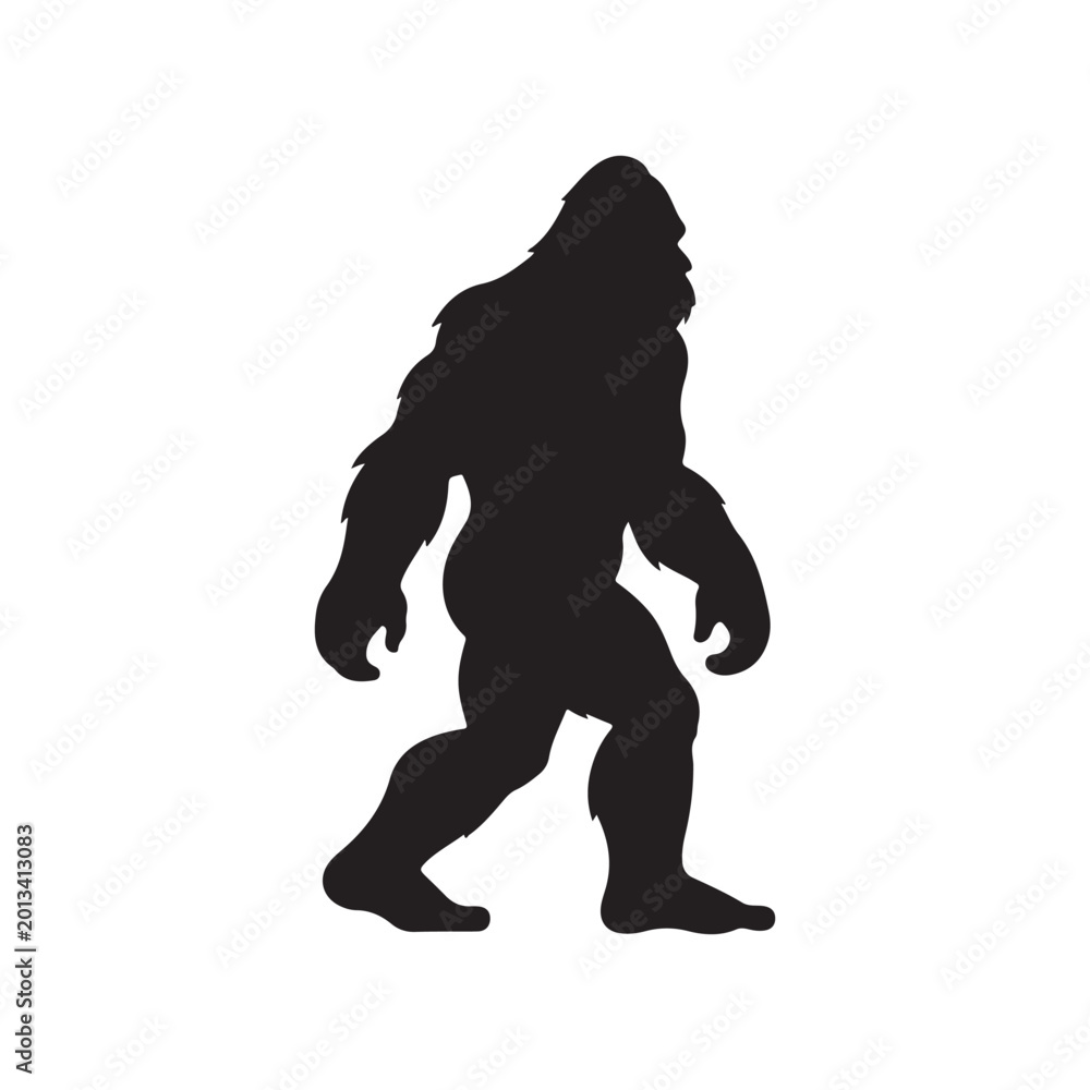 Fototapeta premium A black silhouette of a bigfoot Yeti vector