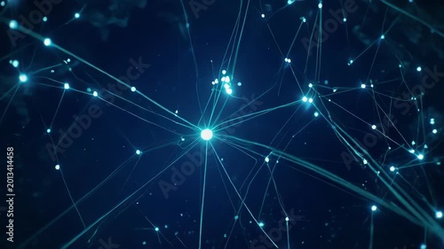 Glowing blue network connections in space