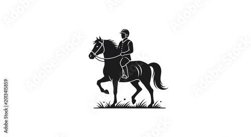 Equestrian Silhouette: Rider on Horseback, Elegant Silhouette, Classic Sport