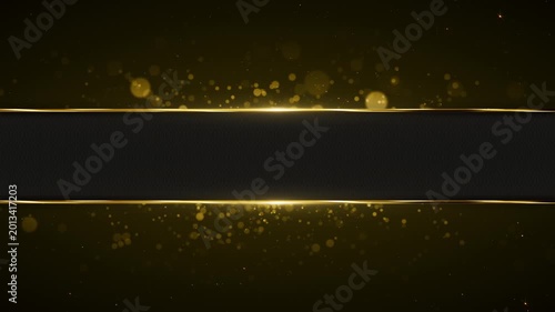 Luxury Black Horizontal Banner with Glowing Gold Borders and Bokeh Particles Awards Trailer Titles Cinematic Openers Intro Background Loop