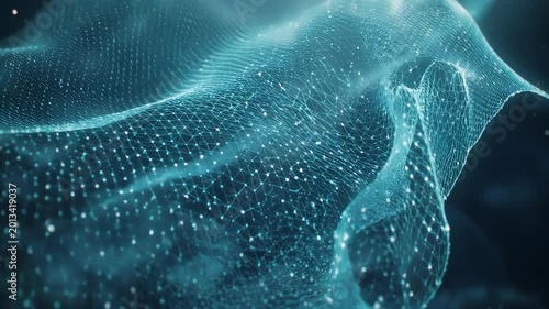 Glowing blue neural network with sparks