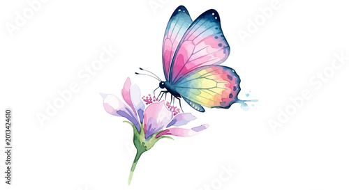 Photography Colorful butterfly on a flower.