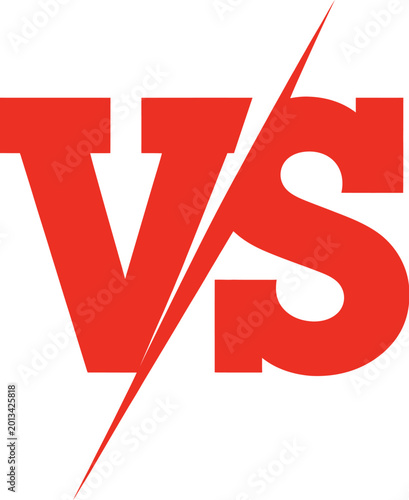 Bilde på lerret Versus VS red letters with diagonal slash vector illustration for competition ba