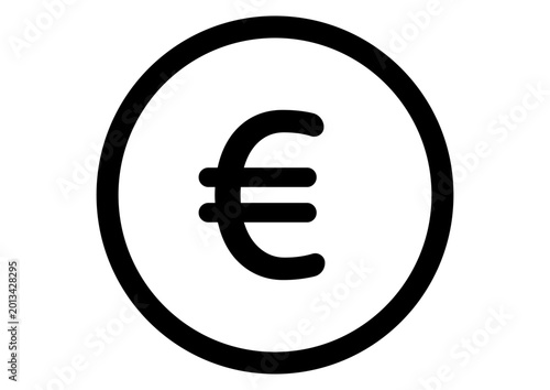 ユーロ　お金　通貨　EU　アイコン　白黒　ベクターイラスト