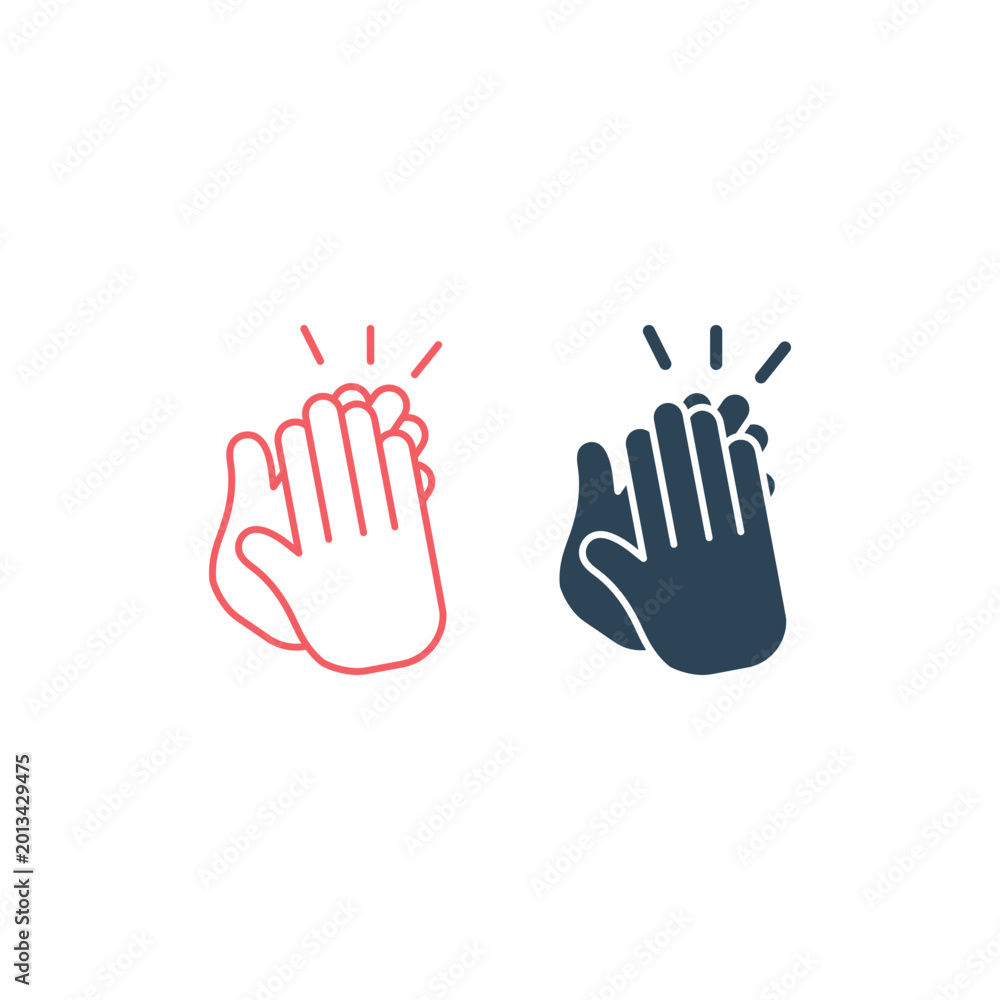 Fototapeta premium Applause icons set, clap hand gesture template illustration.