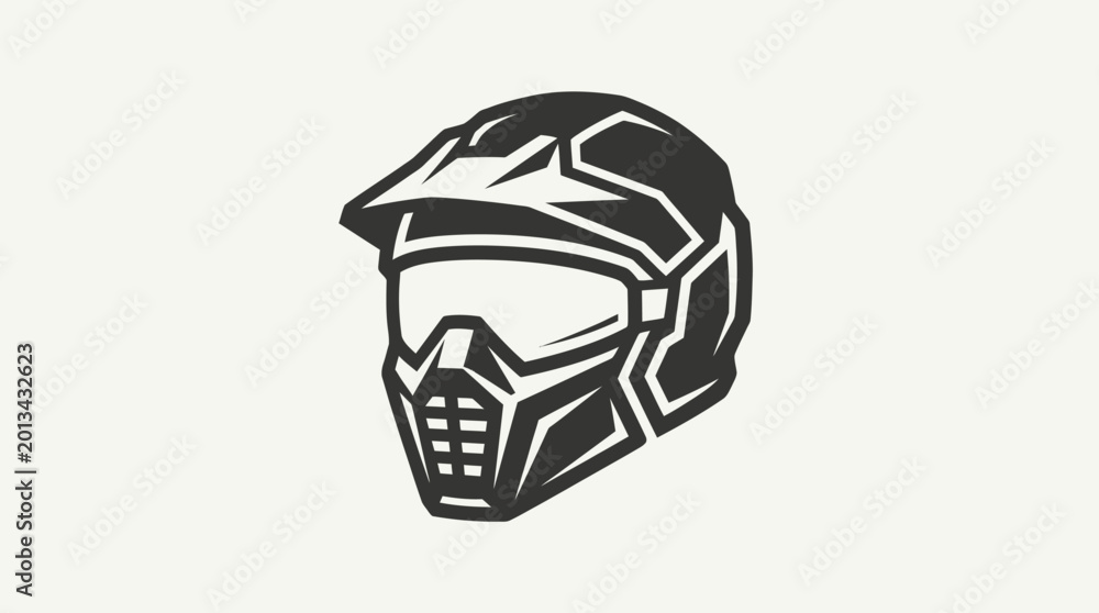Fototapeta premium Detailed Illustration of a Modern Motocross Helmet with Visor.