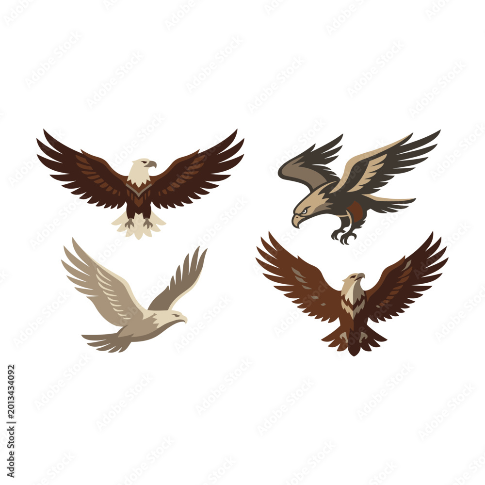 Fototapeta premium Four eagles flying in different directions
