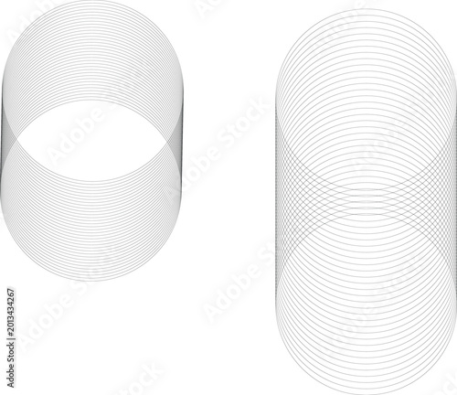 Black lines forming a torus shape geometric abstract