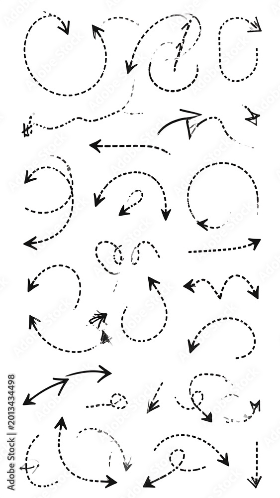 Obraz premium Dotted Arrows Pointers Directional Icons Set.