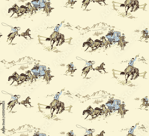 cowboy horse riding rodeo pattern fabric texture