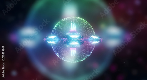 Glowing blue and green abstract lights.