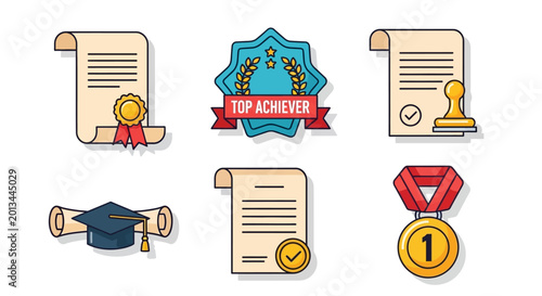 Tableau sur toile Top Achiever Award Icon Set.