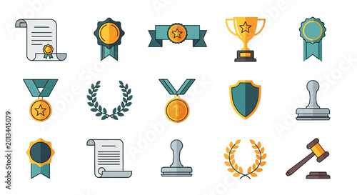 Photos Award Medals Badges and Certificates Icons.
