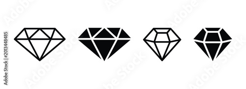 Set of black line and filled diamond icon gemstone collection. Gaming, precious crystal stones editable stock for mobile concept and web designs. Game diamonds Vectors. Eps 10
