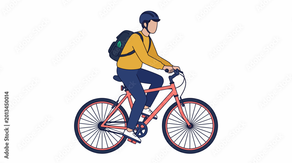 Fototapeta premium Man riding a bicycle flat vector illustration, cycling concept