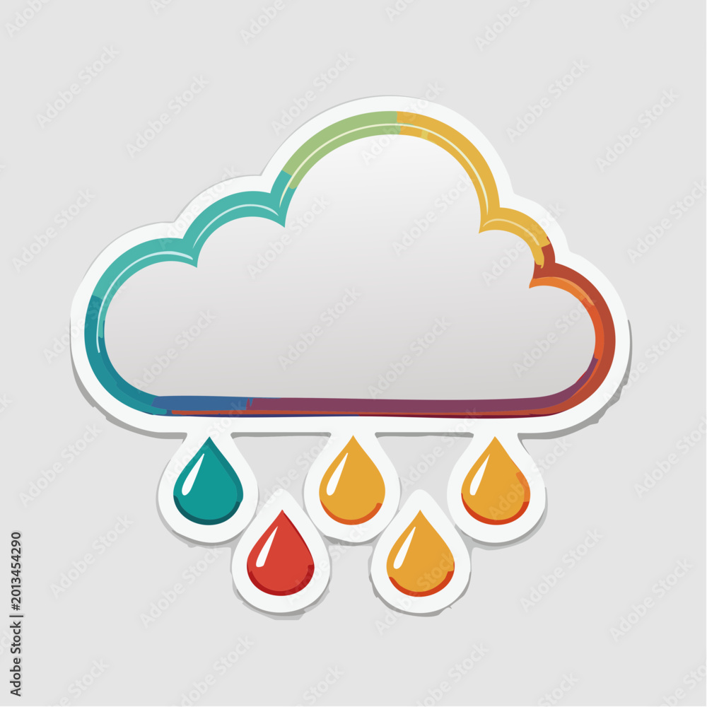 Obraz premium Stylized Cloud with Colorful Rain Drops