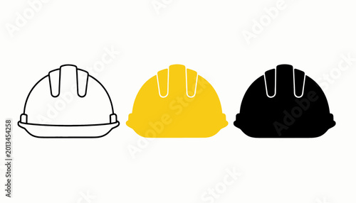Construction Hard Hat Symbols in Silhouette Graphic Illustration