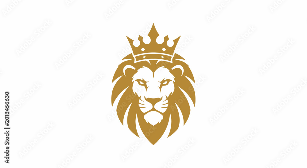 Obraz premium Golden lion head logo with crown.