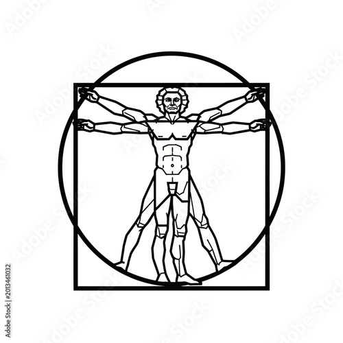 Bild auf Leinwand Vitruvian Man Icon - Human Proportions, Geometry, Science, Art