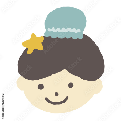 手描き風の彦星の顔イラスト 七夕に使えるかわいい人物素材